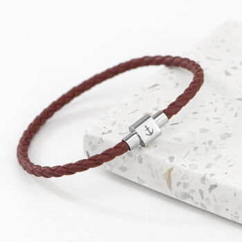 Personalised Men's Anchor Woven Leather Bracelet, 8 of 12