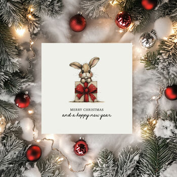 Bunny Christmas Card Pack Of Four, Hoppy New Year, 5 of 5