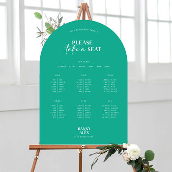 Curved Table Plan, Modern Bright Bold Wedding, 3 of 6