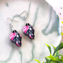 Pink Philodendron Leaf Plant Earrings, thumbnail 1 of 12