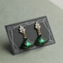 Art Deco Emerald Chrysler Drop Earrings, thumbnail 6 of 10