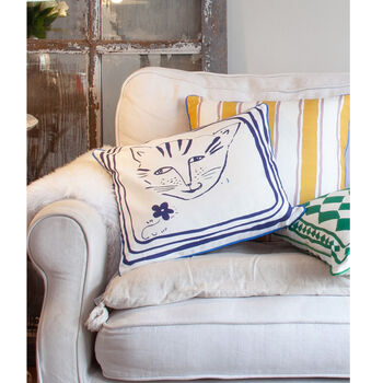 Piped Linen Cushion Cover 'The Tiger's Head', 5 of 5