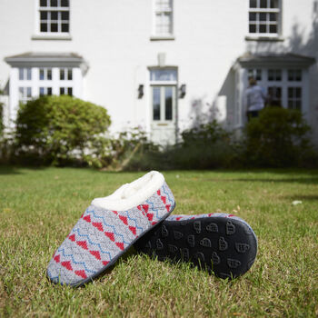 Sadie Grey Knit Red Heart Women's Slippers Indoor/Garden Shoes, 9 of 9