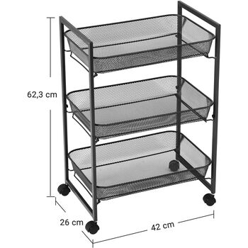 Three Tier Trolley Household Cart Baskets Shelves, 10 of 10