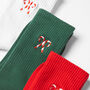 Christmas Candy Cane Embroidered Socks, thumbnail 7 of 8