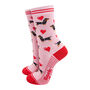 Women's Sausage Dog Love Heart Balloon Bamboo Socks Pink, thumbnail 2 of 5