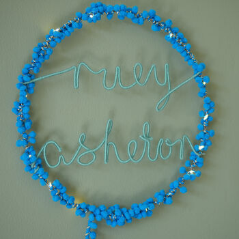 Personalised Pom Pom Fairy Light Hoop On Two Lines, 6 of 9
