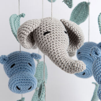 Hippo And Elephant Baby Mobile Easy Crochet Kit, 4 of 7
