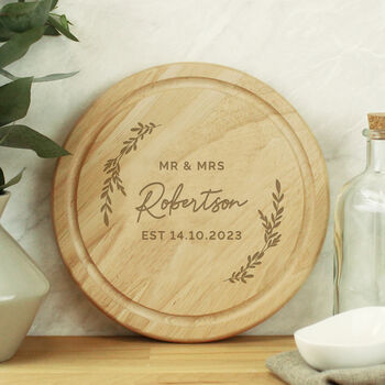 Personalised Wedding Laurel Chopping Board, 2 of 2
