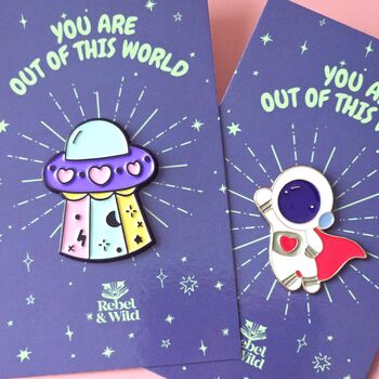 Cartoon Astronaut Enamel Pin Badge, 3 of 4