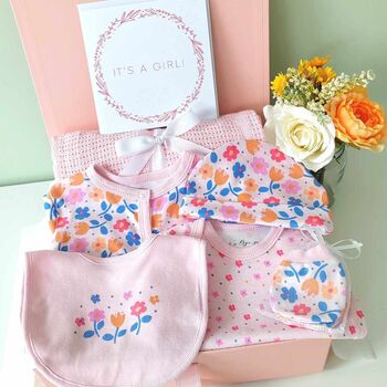 New Baby Girl Floral Outfit Gift Hamper, 2 of 10