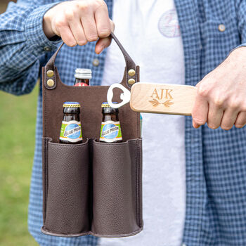 Personalised Faux Leather Bottle Carrier Set, 7 of 7
