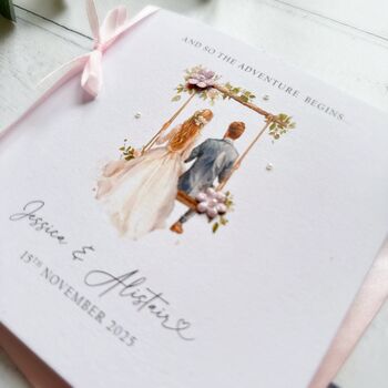 Handmade Wedding Day Card, Romantic Blonde Bride And Groom Design, 4 of 6