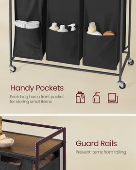 Rolling Laundry Hamper Cart With Shelves, 3 of 7