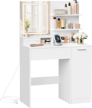 LED Vanity Table Makeup Desk With Power Outlet, 6 of 6