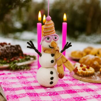 Handmade Felt Betty The Snowman Snowman, 2 of 5