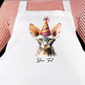 Personalised Gift Apron Cat Birthday Party Hat. 20 Different Breeds, 12 of 12