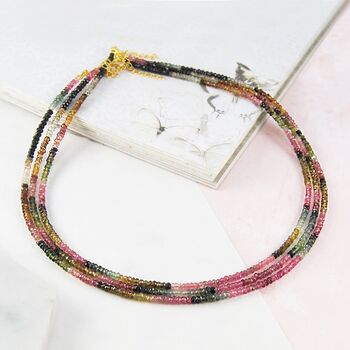 Tourmaline October Birthstone Gold Plated Necklace, 3 of 4