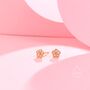 Pink Opal Flower Stud Earrings Sterling Silver, thumbnail 6 of 12