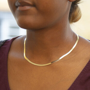 9ct Yellow Gold Herringbone Chain Necklace, 3 of 3