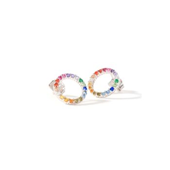Sterling Silver Multi Colour Cubic Zirconia Halo Set, 8 of 9