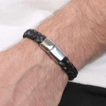 Men's Thick Woven Leather Bracelet, 8 of 9