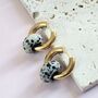 Dalmatian Jasper Gold Plated Hoop Earrings, thumbnail 4 of 6