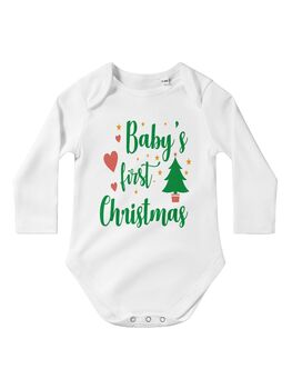 Personalised Baby Long Sleeve Bodysuit 1st Christmas, 7 of 7