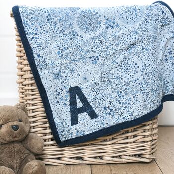 Liberty Starry Fabric Personalised Baby Blanket, 2 of 4