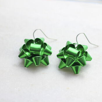 Green/Red Sparkle Christmas Earrings, 3 of 7