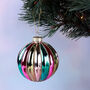 G Decor Holiday Carnival Multicolour Glass Bauble Hand Finished Multicolour Christmas Ornament, thumbnail 1 of 3