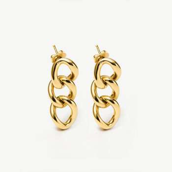 Women's Waterproof Chain Stud Earrings In 18k Gold, 2 of 4