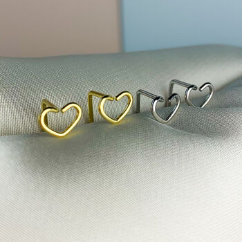 Sterling Silver Minimalist Heart Hook Earrings, 3 of 7