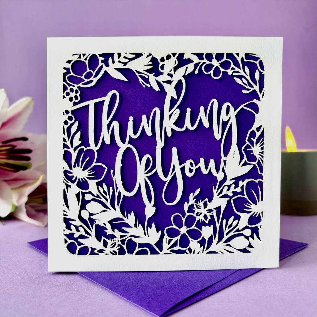 Floral Papercut Thinking Of You Card, 1 of 4