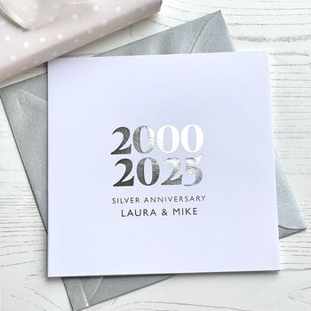 25th Silver Wedding Anniversary Personalised Card, 2 of 3