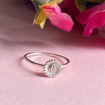 Sterling Silver Mini Sunflower Ring, 3 of 12