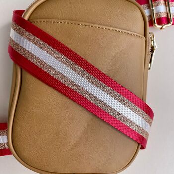 Glitter Stripe Bag Strap In Red And Gold, 2 of 2