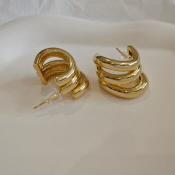 Thick Triple Hoop Earrings, 2 of 5