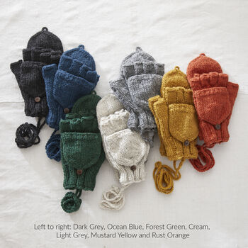Fair Trade Knit Wool Lined Mitten Fingerless Gloves, 11 of 12