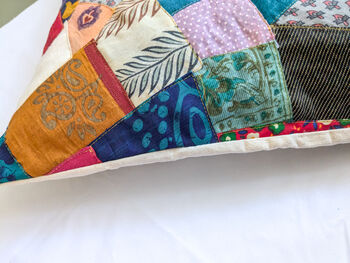 Vibrant Patchwork Sari Cushion Cover Handmade In India, 3 of 11