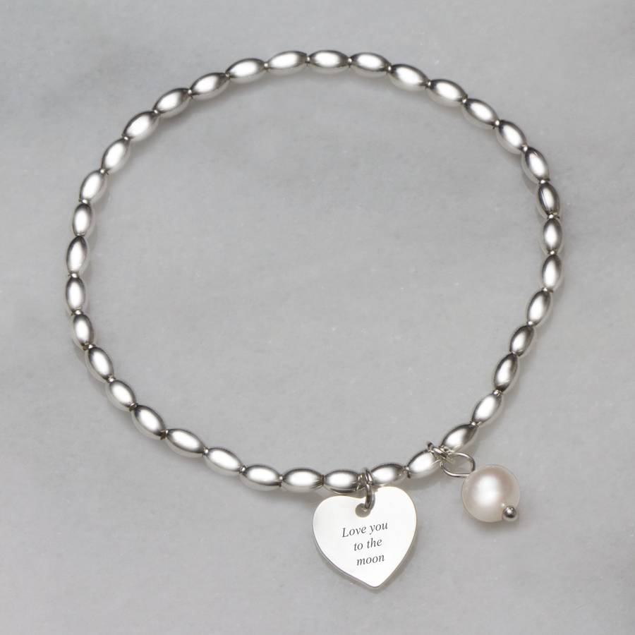 Love You To The Moon And Back Engraved Bracelet By Bloom Boutique Front