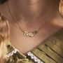 Sterling Silver Name Necklace With Heart Birthstone, thumbnail 1 of 12