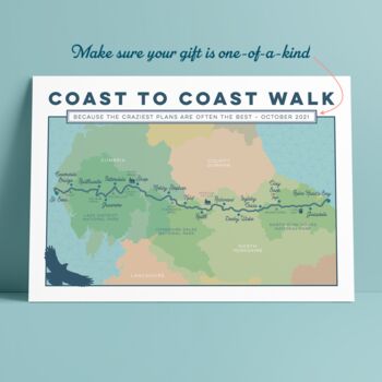 Personalised Wainwright's Coast To Coast Walk Map Print, 7 of 10