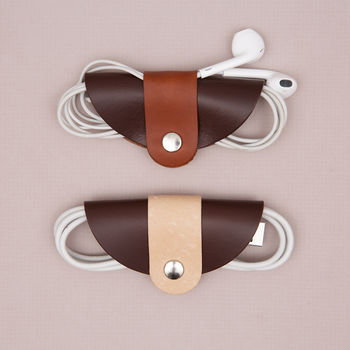 Personalised Leather Cable And Headphone Organisers Set, 10 of 10