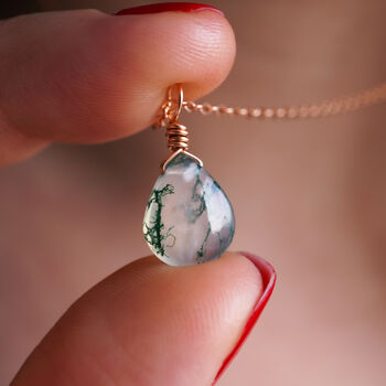 Moss Agate Crystal Necklace, 5 of 11