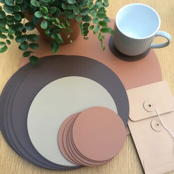Set Of Six Round Leather Coasters, 5 of 12