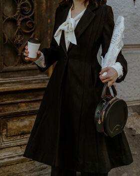 Elizabeth Coat In Black Vintage 1940s Style, 3 of 5