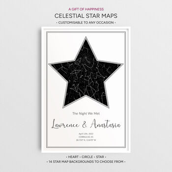 Personalised Star Map Print Celestial Star Design, 2 of 12