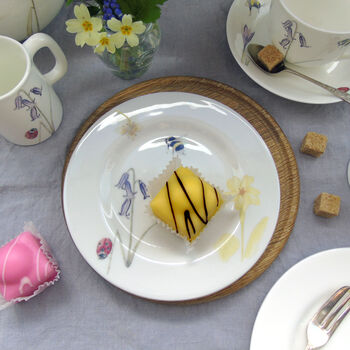 Fine Bone China Bee And Spring Flowers Cake Plate, 6 of 12