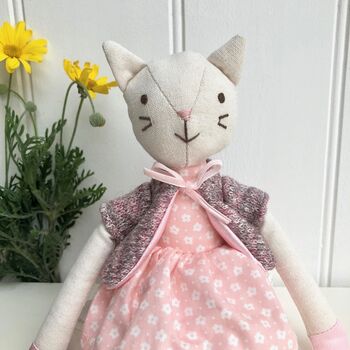 Personalised Toy Linen Cat, 3 of 3